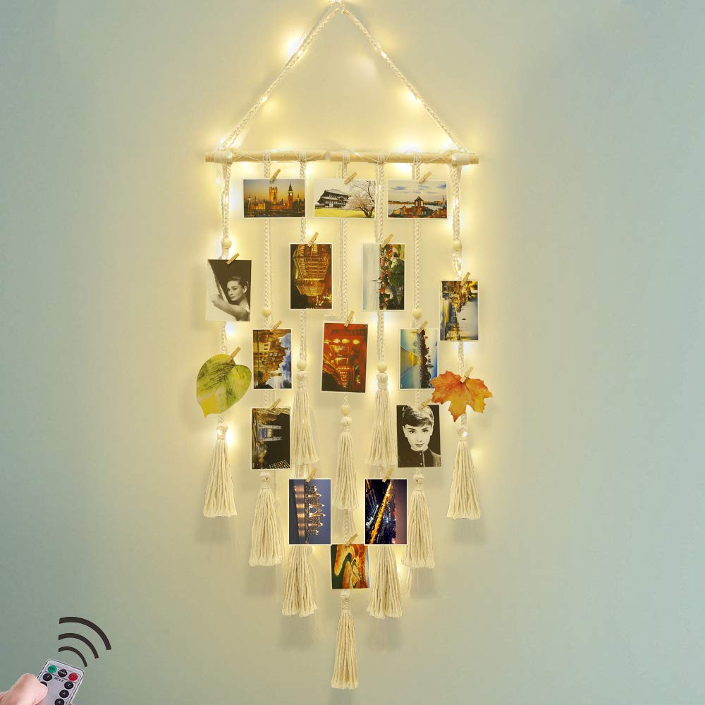 Homecor 30-clip panel for personalized photo collage in a cozy corner.