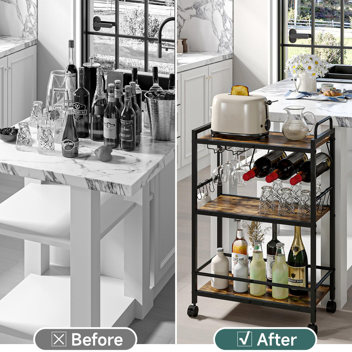 Homedawn bar cart comes with clear assembly instructions for quick setup.