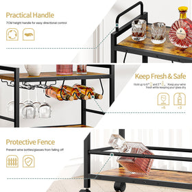 Homedawn bar cart with extended shelves for drinks and snacks.