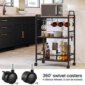Homedawn bar cart bottom guard rail keeps bottles secure.