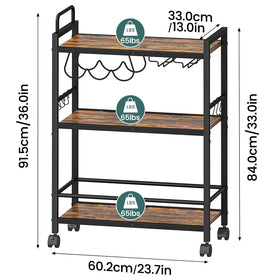 Homedawn bar cart lockable wheels keep the cart stable.