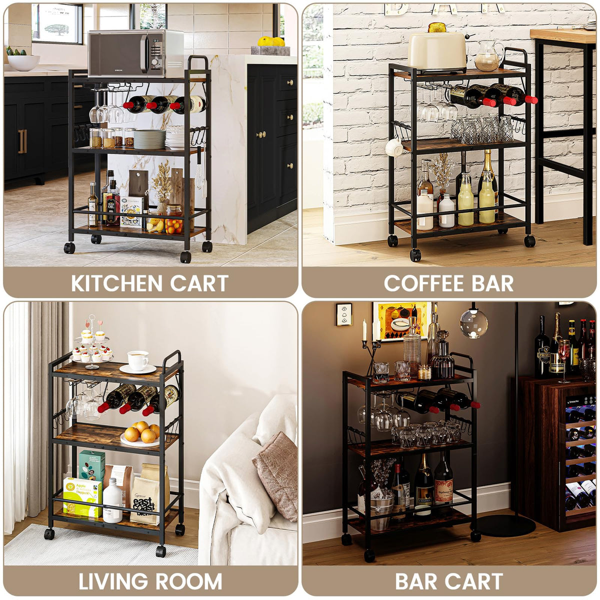 Homedawn bar cart microwave rack for convenient kitchen organization.