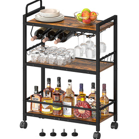 Homedawn bar cart with wine rack and glass holders for organized entertaining.