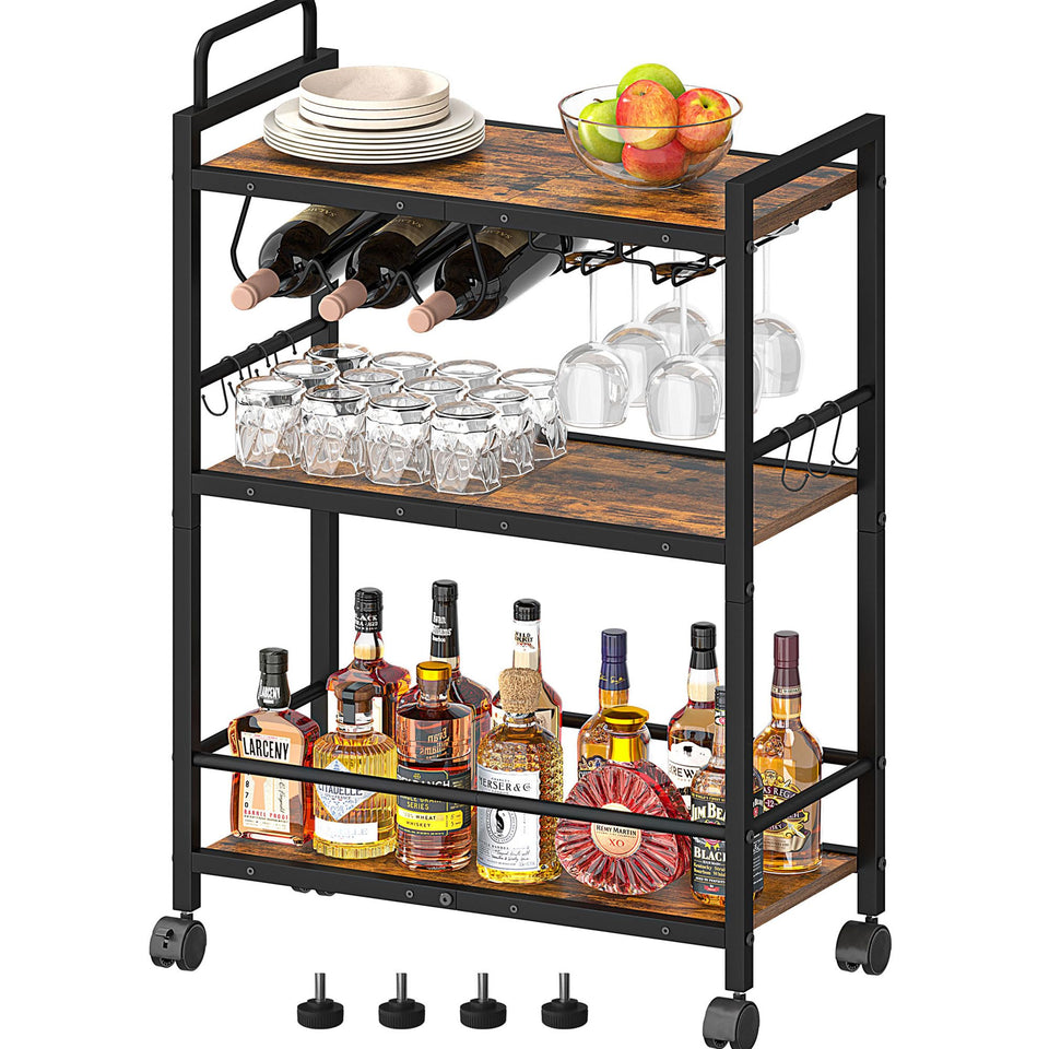 Homedawn bar cart with wine rack and glass holders for organized entertaining.