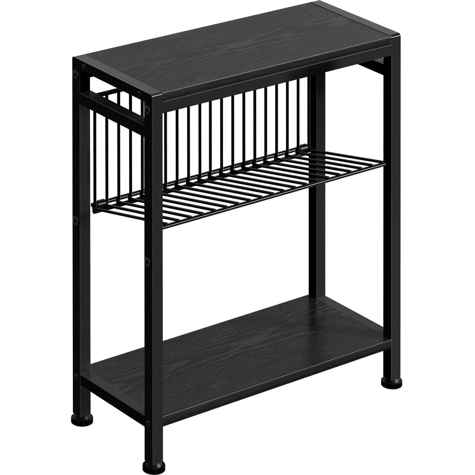 Homedawn end table narrow 3-tier for compact living rooms, boosting storage without crowding space