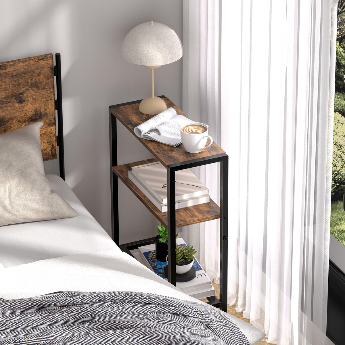 Homedawn two-tier shelf layout ideal for living room storage and quick access