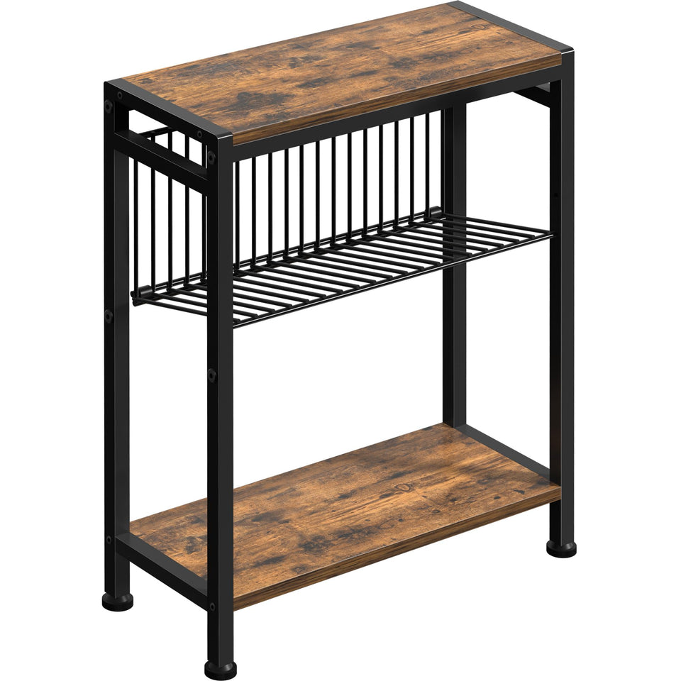 Homedawn small side table with rustic top and black frame, ideal for compact spaces.