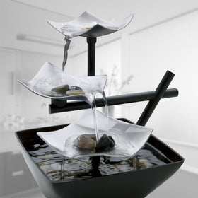 Homedics Silver Springs Fountain 3-tier waterfall creates a soothing soundscape.