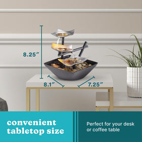 Homedics Silver Springs Fountain living room ambience boosts relaxation.
