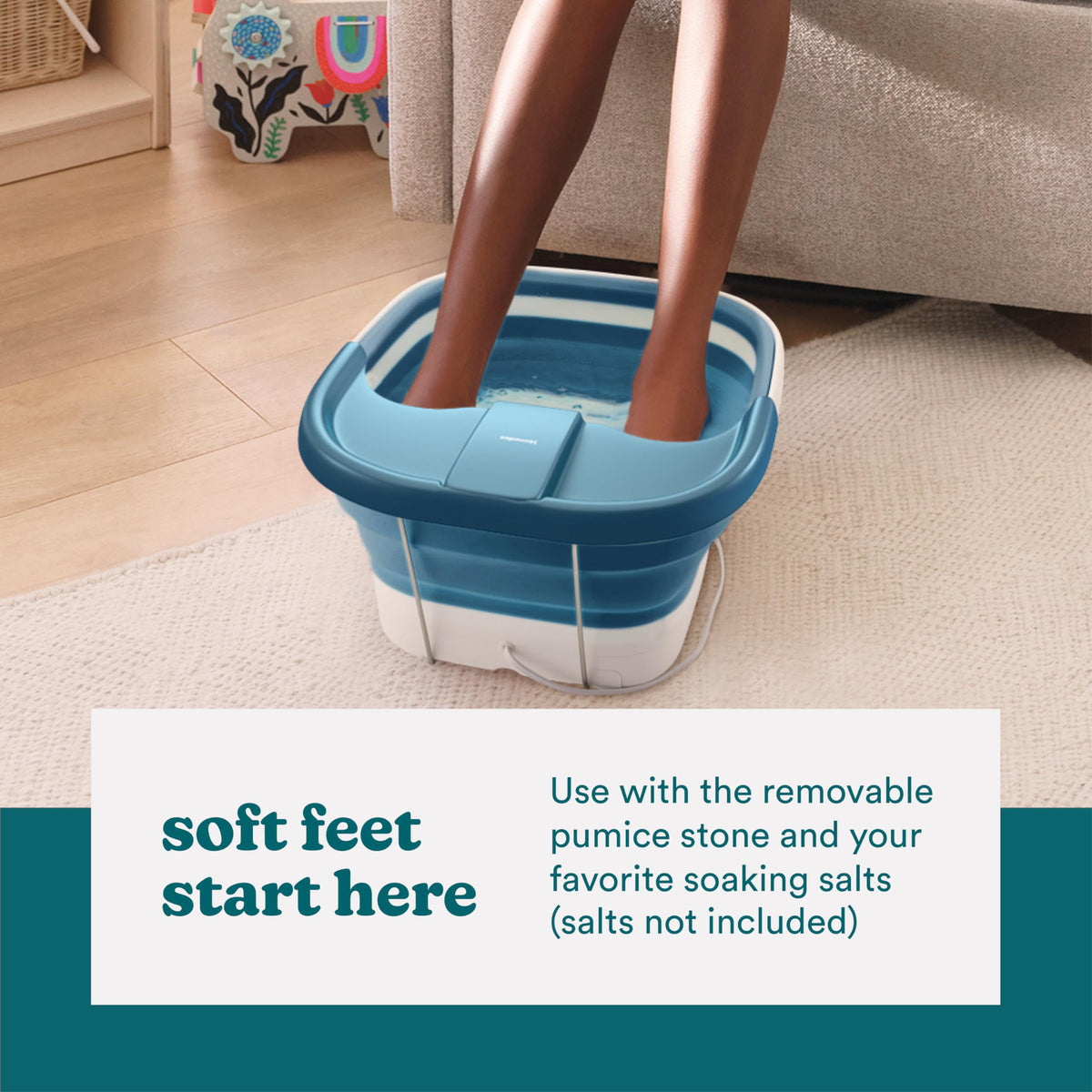 Homedics Smart Space Bubble Mate compact storage fits in tight spaces.