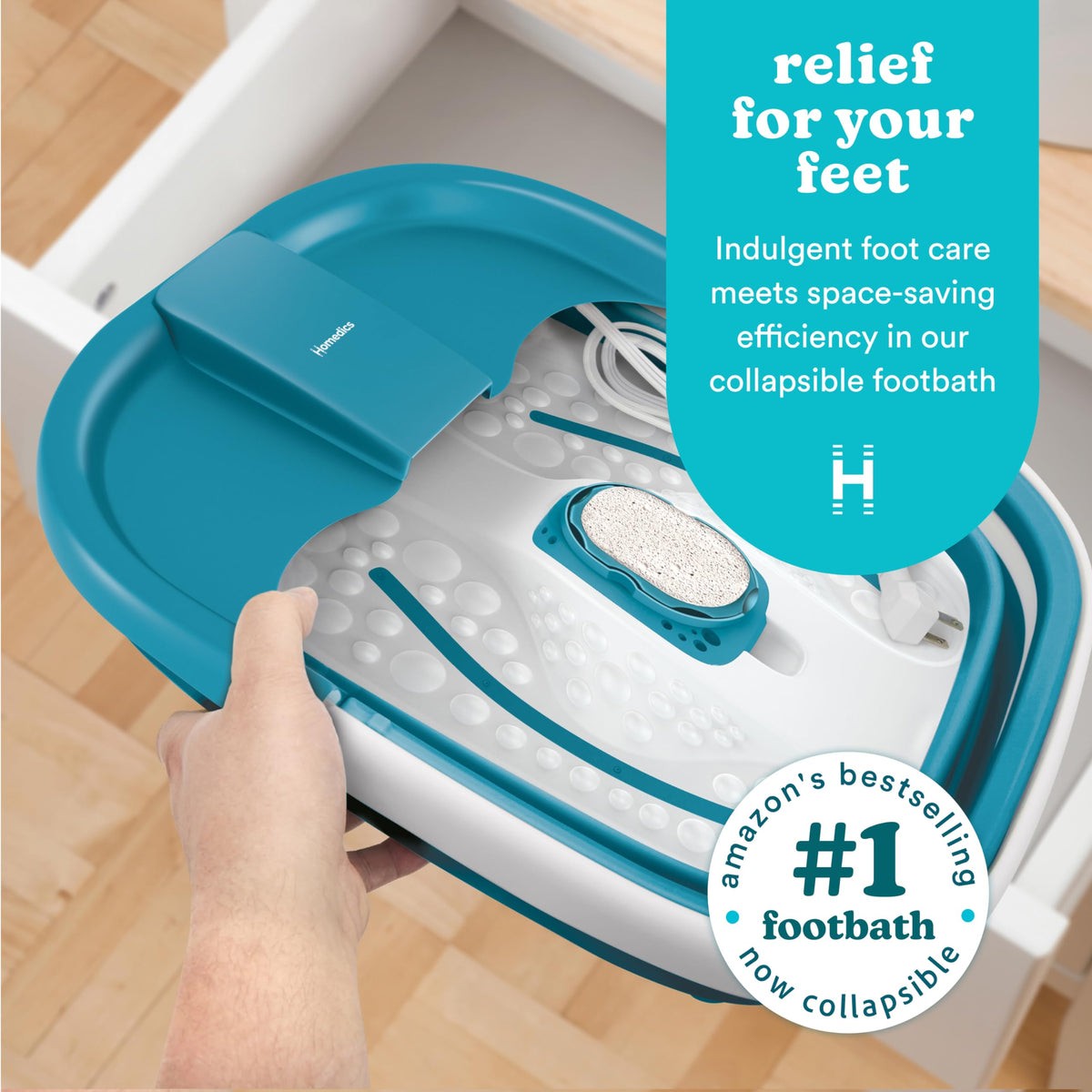 Homedics Smart Space Bubble Mate heat maintenance keeps water warm during sessions.