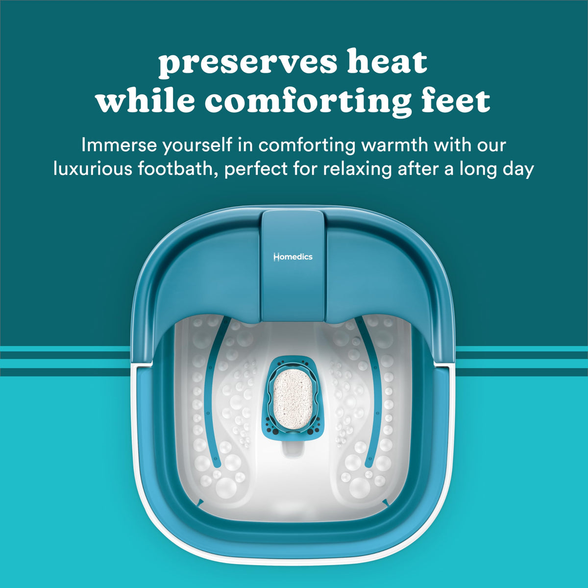 Homedics Smart Space Bubble Mate splash guard prevents spills for a clean setup.