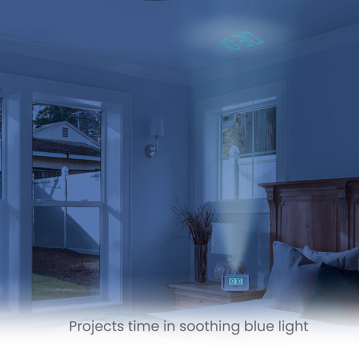 HoMedics SoundSpa swivel projector lets you angle the display for bedside visibility.
