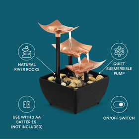 Homedics soft lighting reflections dance on natural rocks.
