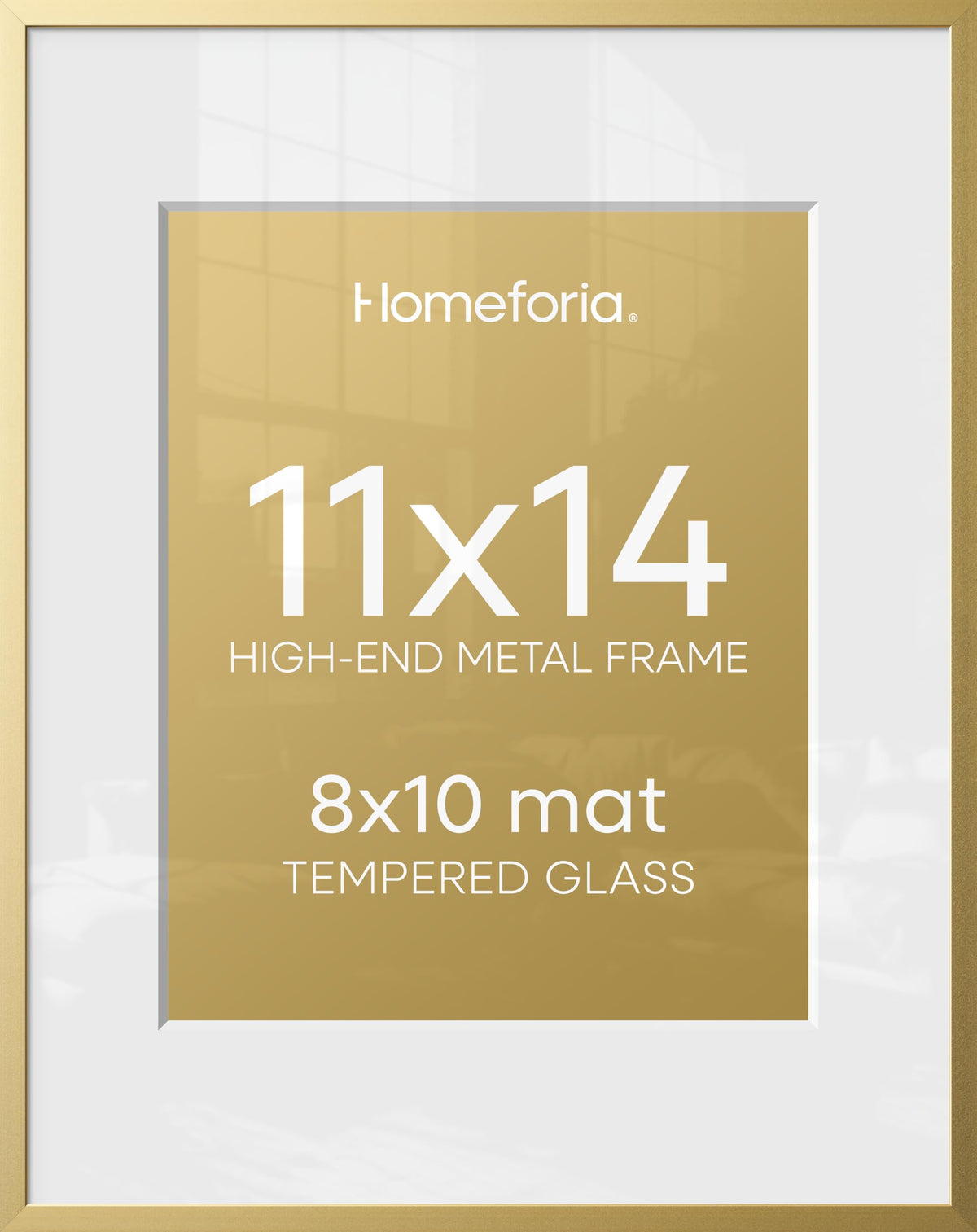 Homeforia 11x14 gold frame with mat elevates prints for gallery look.