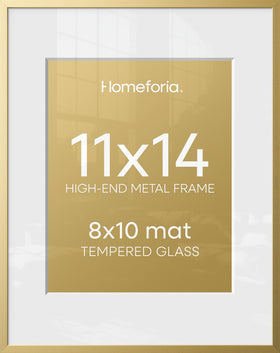 Homeforia 11x14 gold frame with mat elevates prints for gallery look.