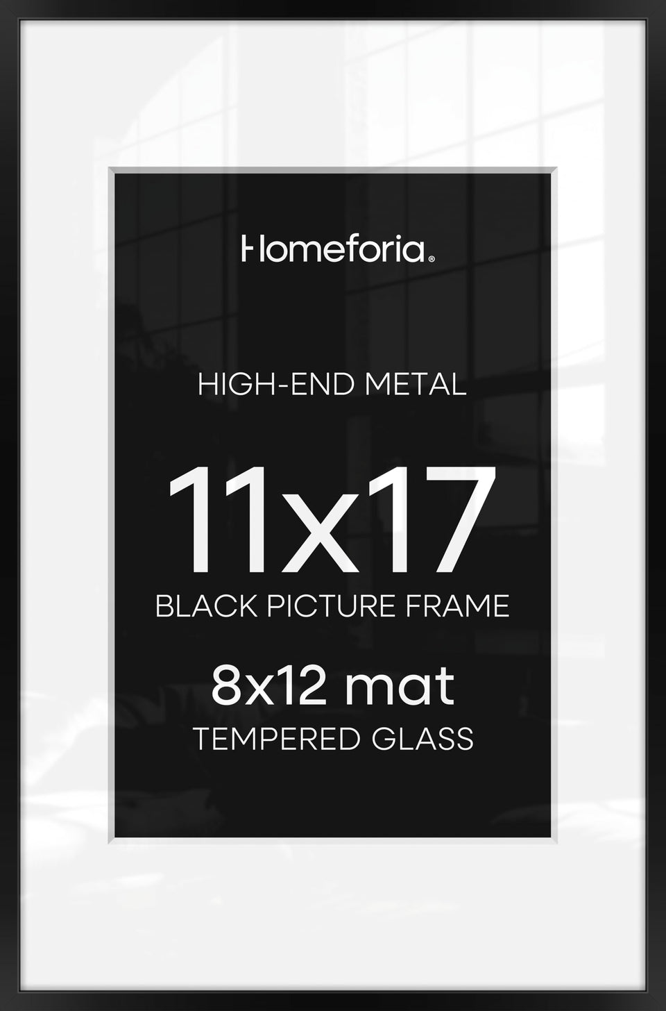 Homeforia 11x17 black frame on wall with modern display