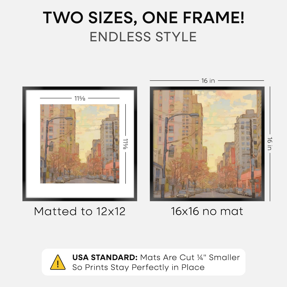 Homeforia 12x12 mat inside a 16x16 frame highlights negative space for art.