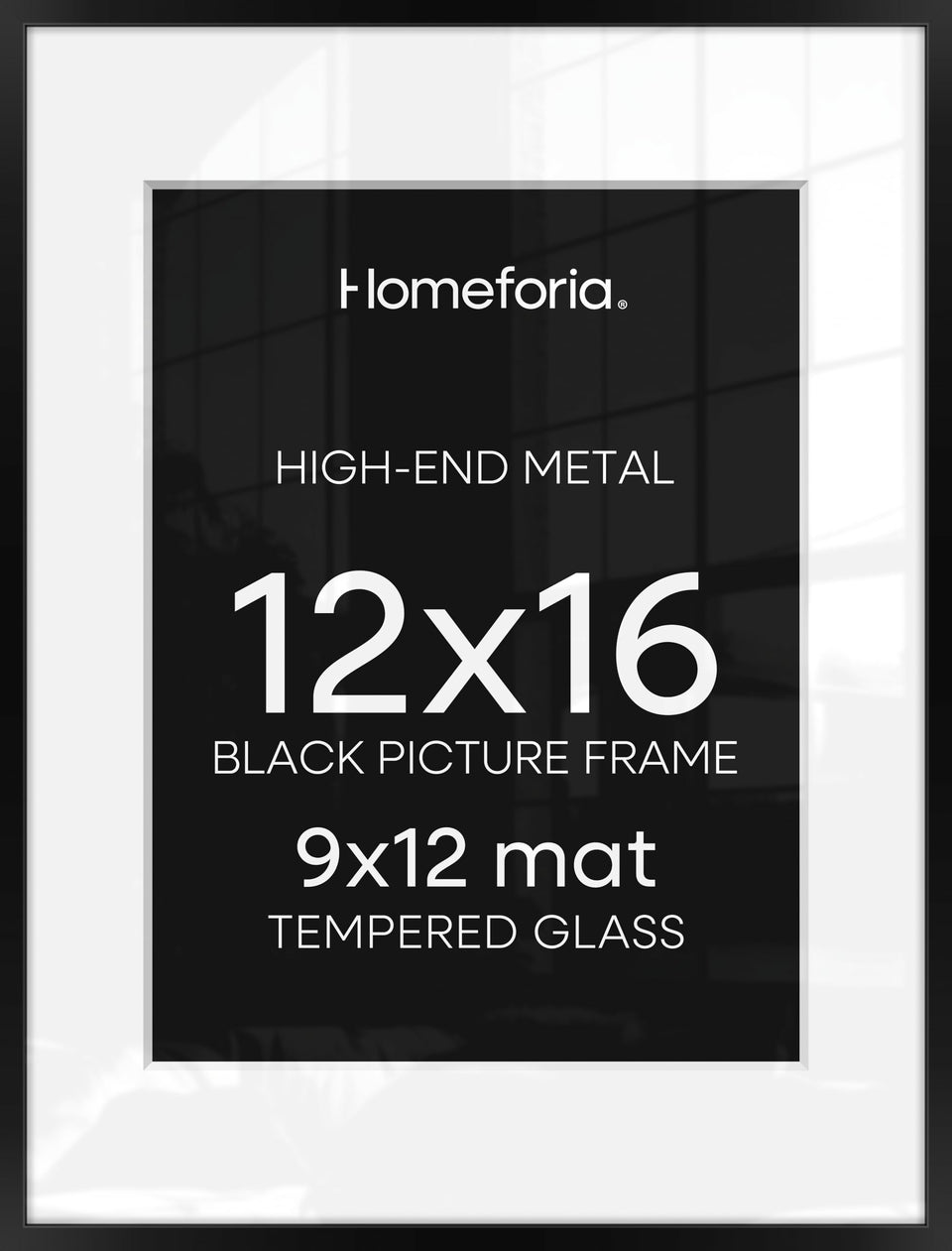 Homeforia 12x16 black frame with matte finish for modern displays.