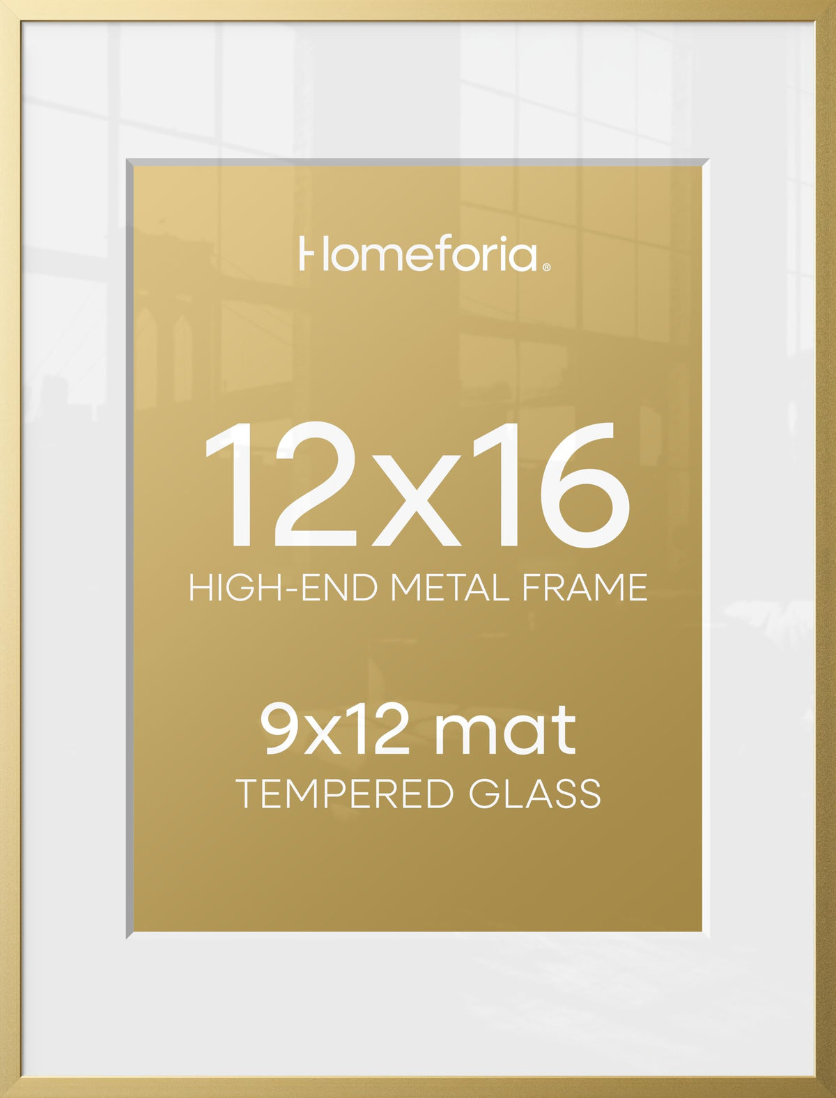 Homeforia 12x16 gold frame with polished finish for a refined wall display.