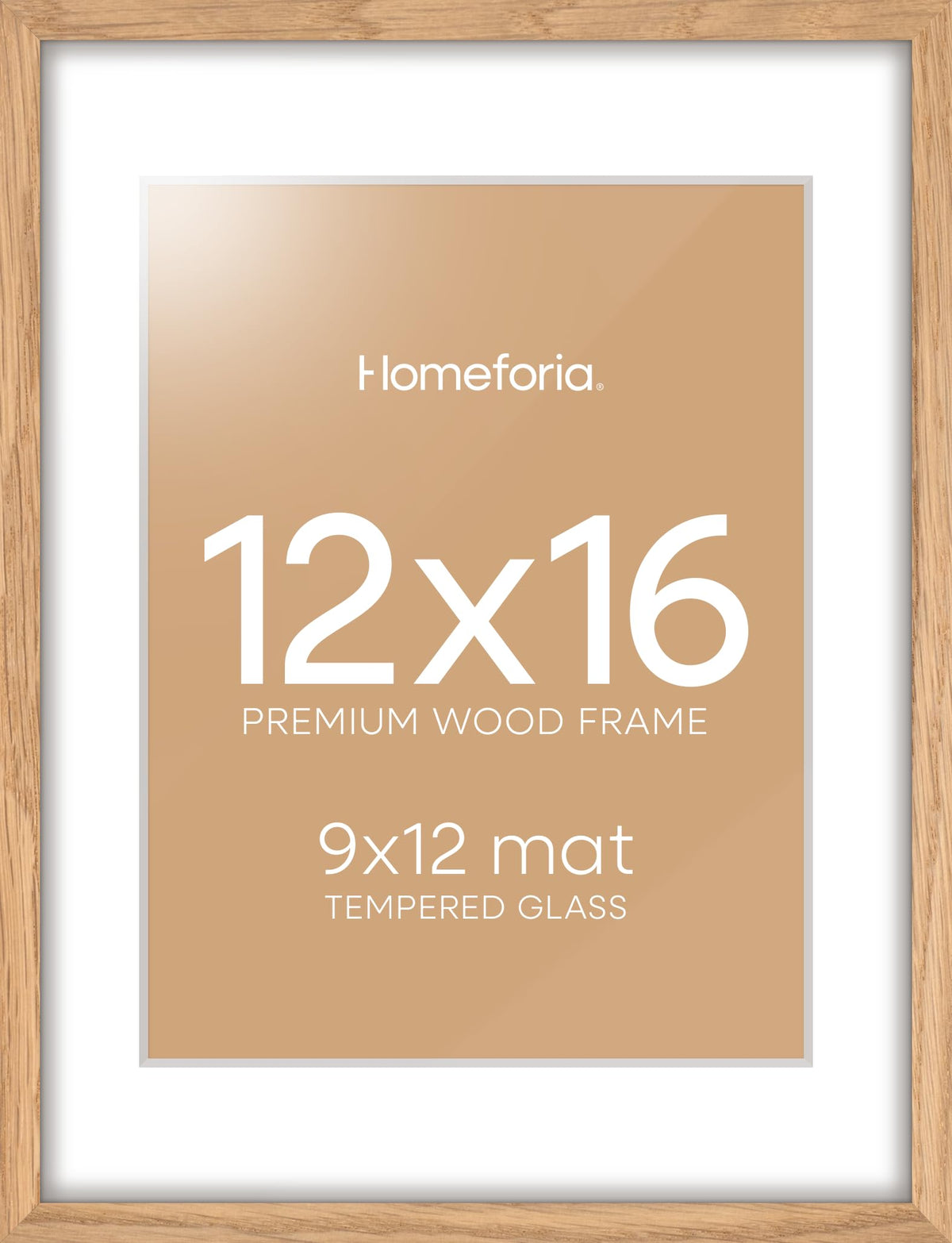 Homeforia 12x16 oak frame with mat showcases gallery-ready photos.