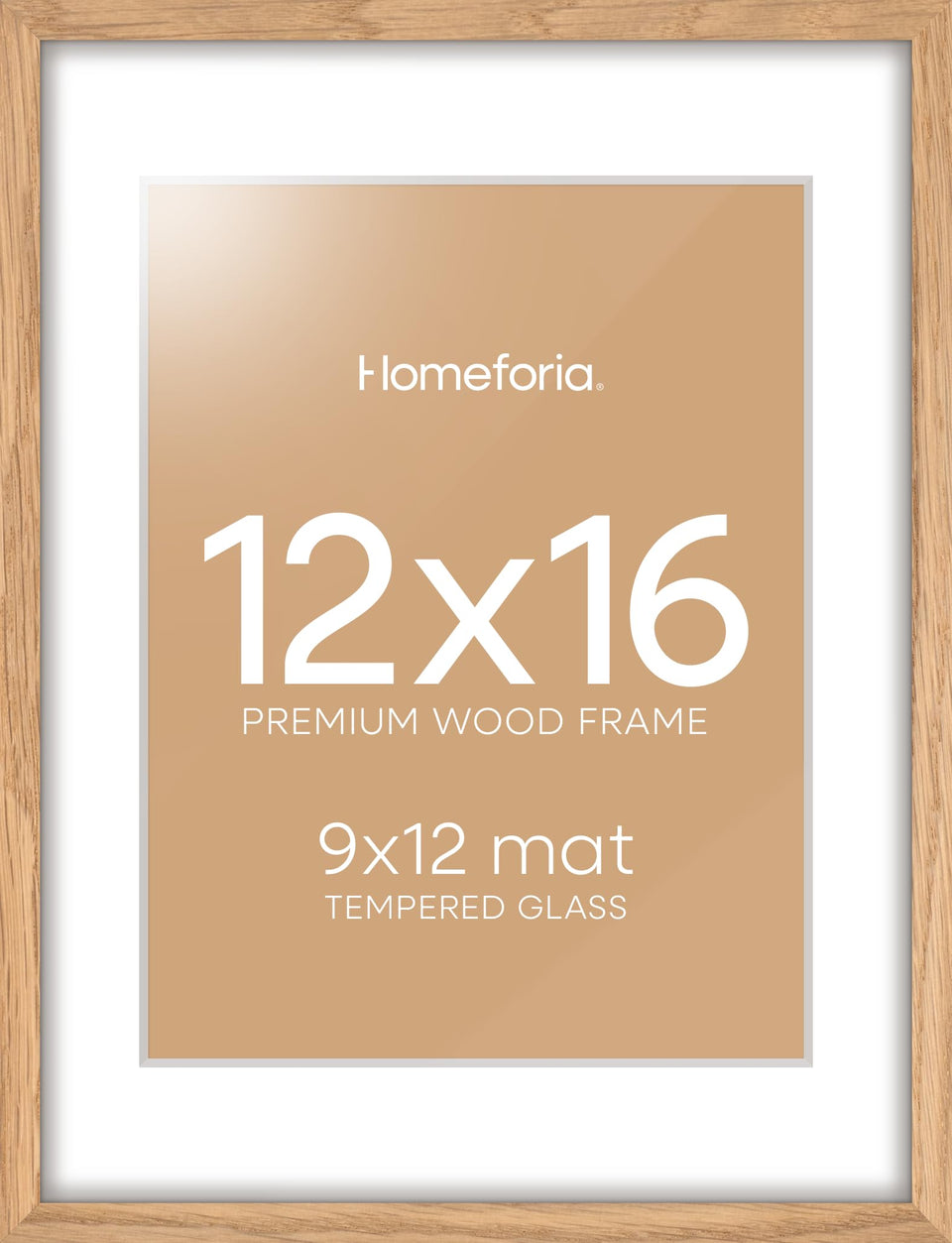 Homeforia 12x16 oak frame with mat showcases gallery-ready photos.