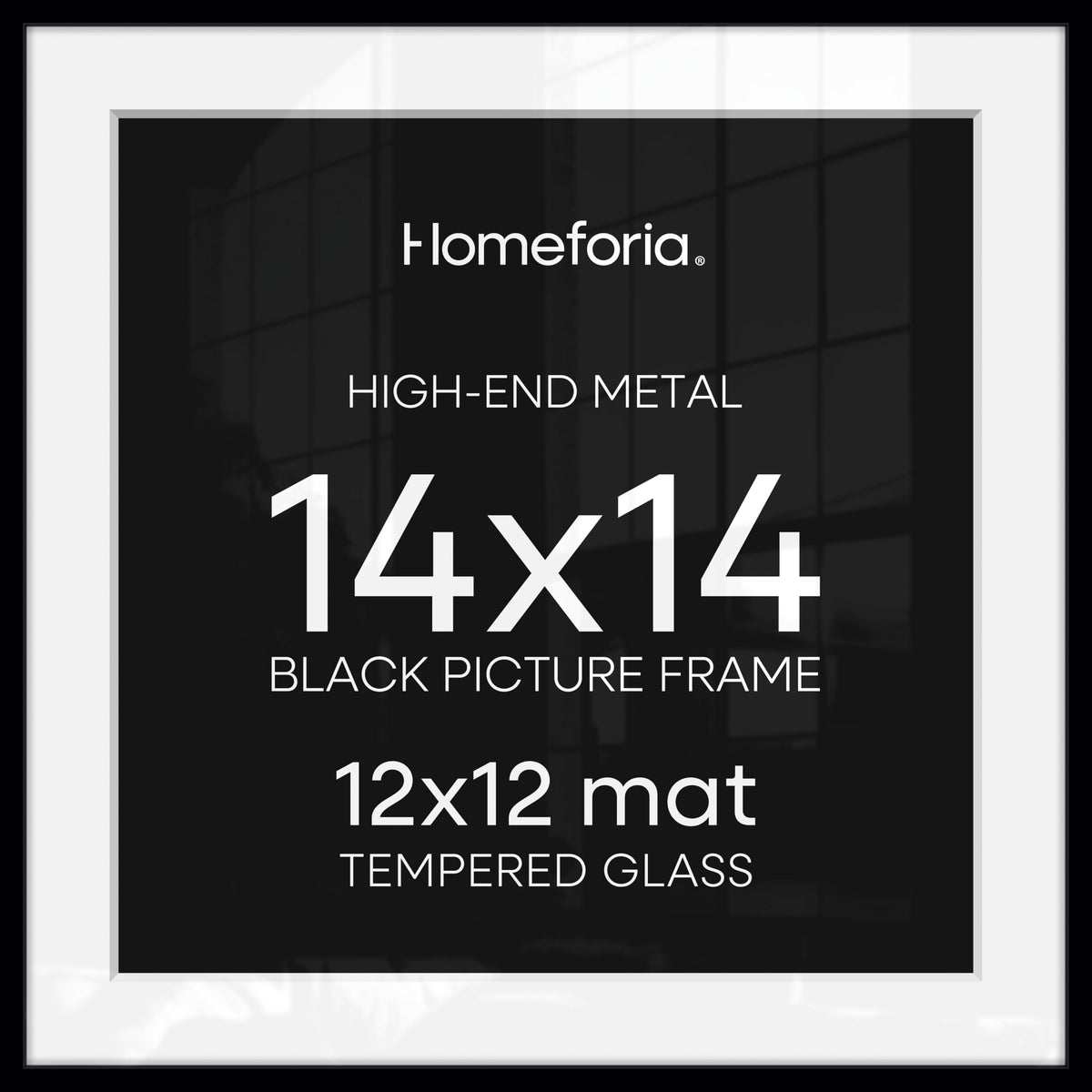 Homeforia 14x14 black frame with mat for a contemporary display