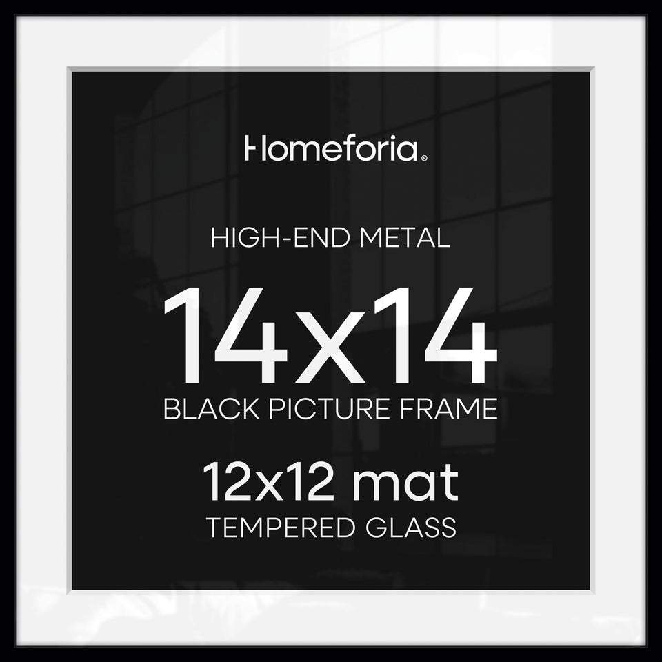 Homeforia 14x14 black frame with mat for a contemporary display