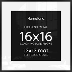 Homeforia 16x16 black picture frame with matte finish for modern wall display.