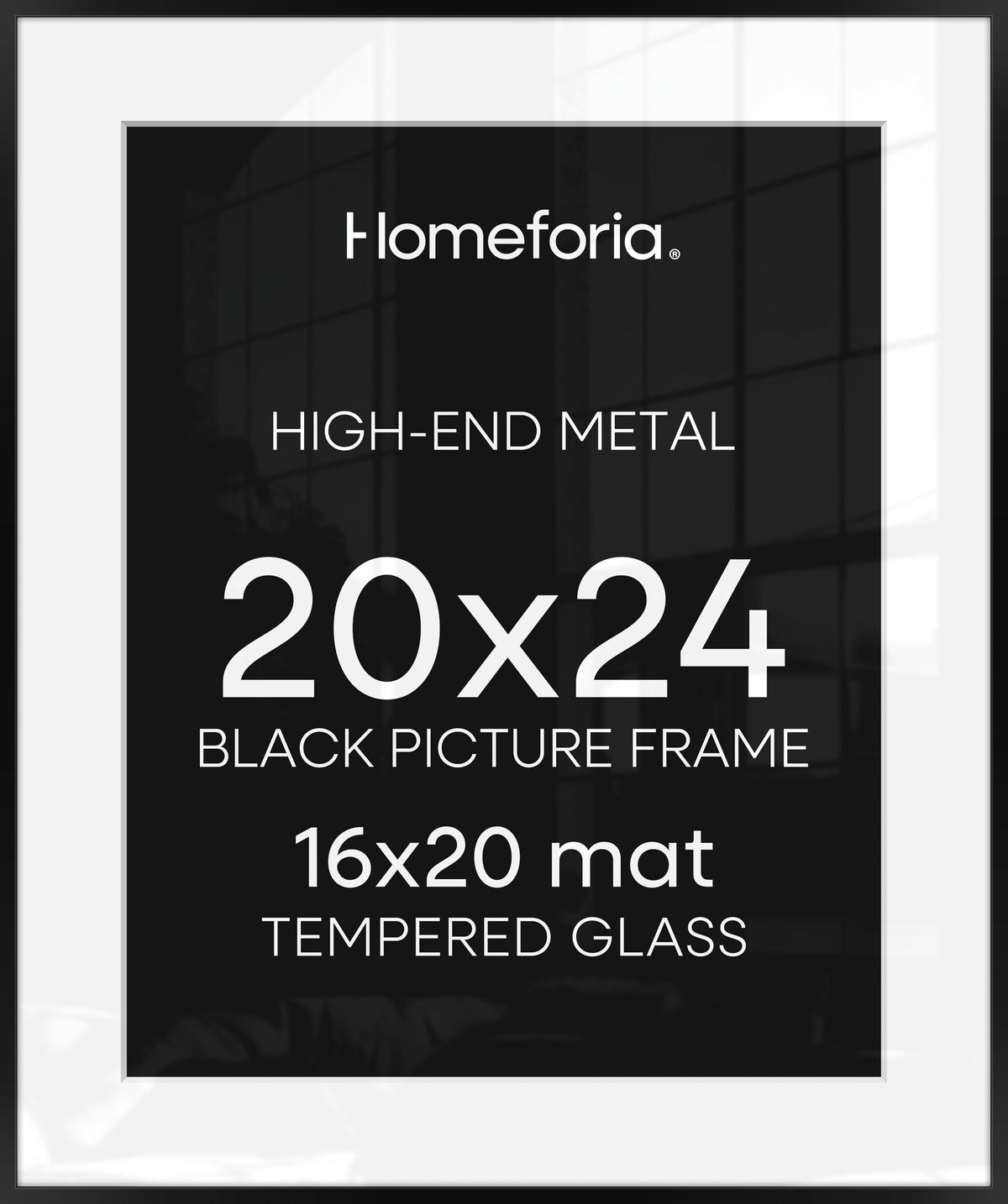 Homeforia 20x24 black matte frame close-up shows luxe finish for photos.