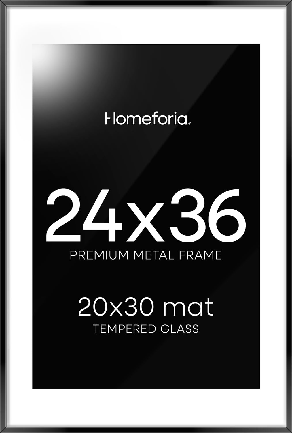 Homeforia 24x36 black frame front view shows sleek matte finish for modern decor