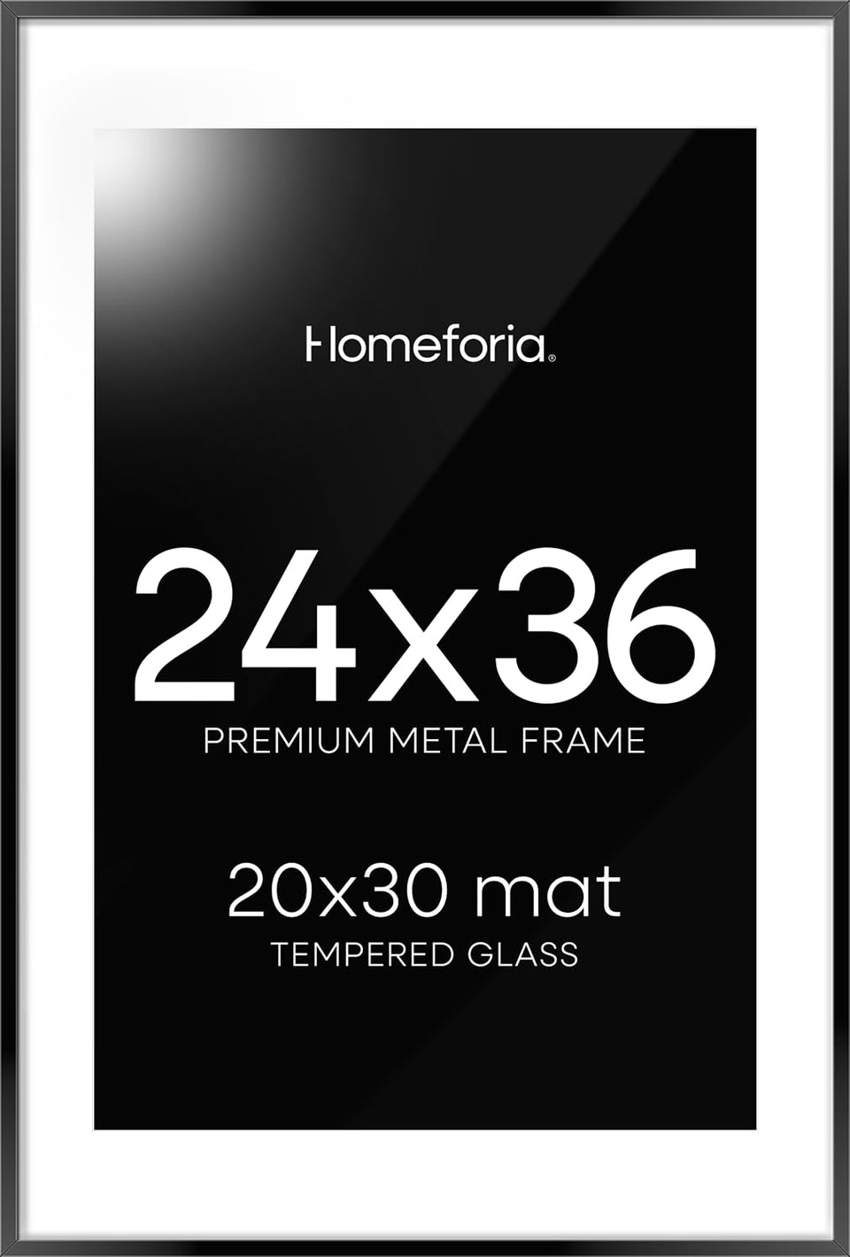 Homeforia 24x36 black frame front view shows sleek matte finish for modern decor