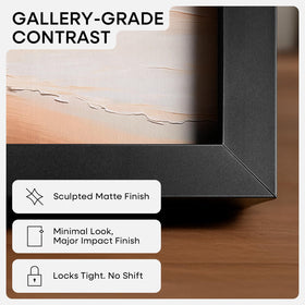 Homeforia 24x36 black frame closeup showing tempered glass clarity