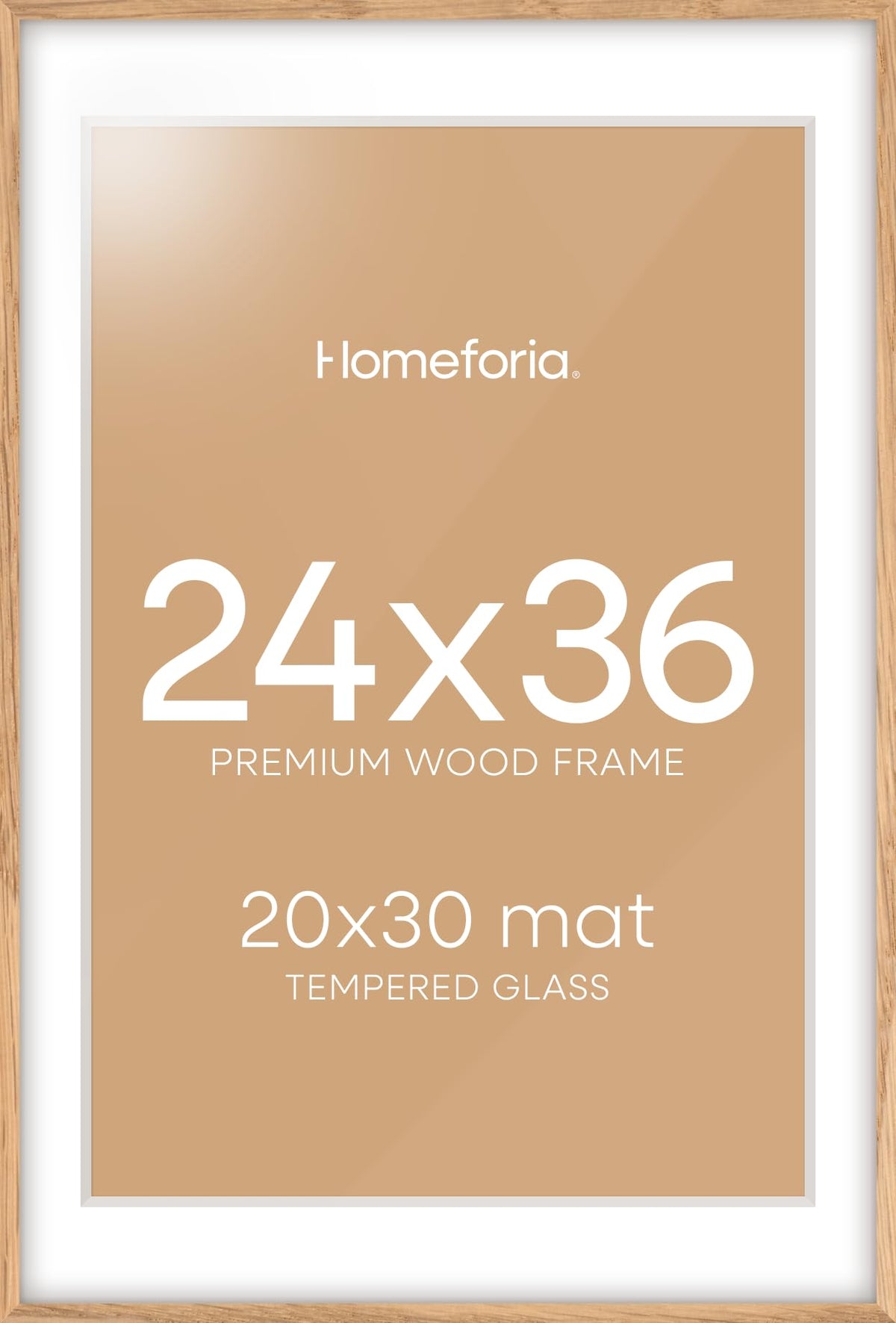 Homeforia 24x36 oak frame closeup shows natural grain and premium texture for a refined display.