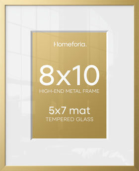 Homeforia 8x10 frame gold with matte opening enhances photos with negative space
