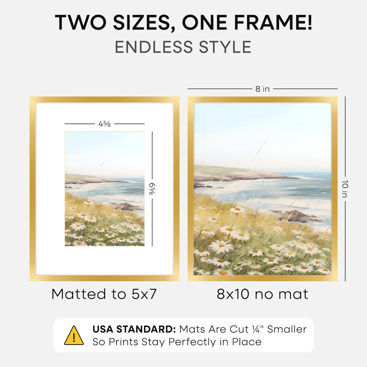 Homeforia 8x10 gold frame mounted on wall for versatile display