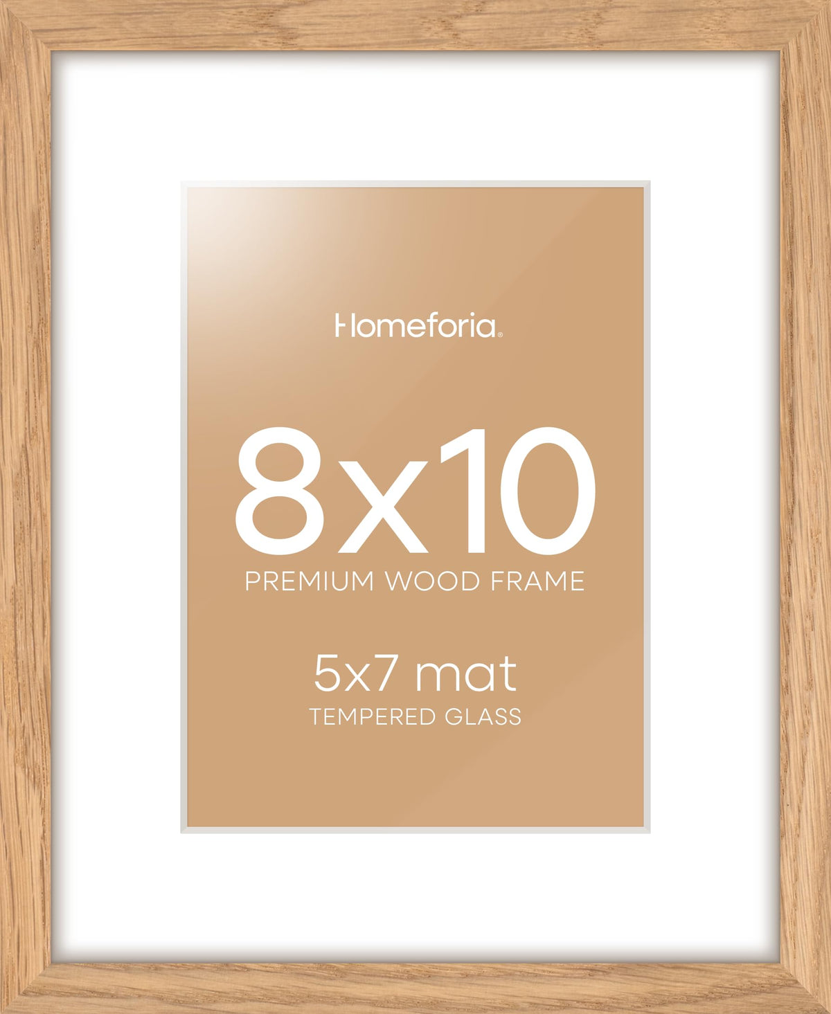 Homeforia 8x10 oak frame with mat enhances gallery-ready photo displays.