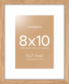Homeforia 8x10 oak frame with mat enhances gallery-ready photo displays.