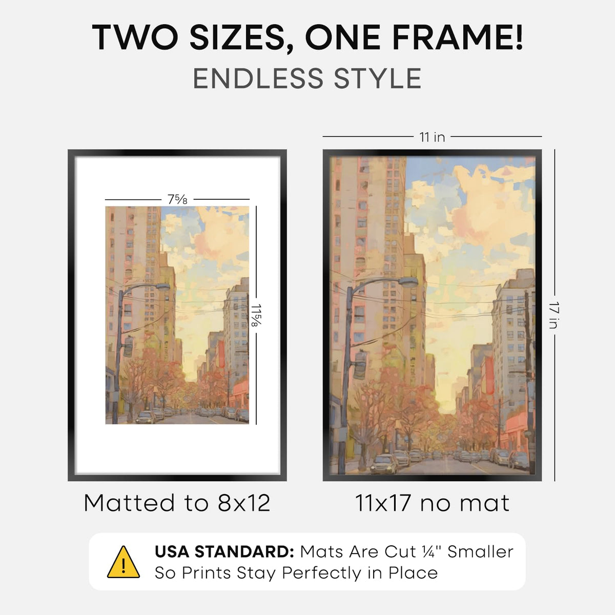 8x12 mat with 11x17 print in a Homeforia frame