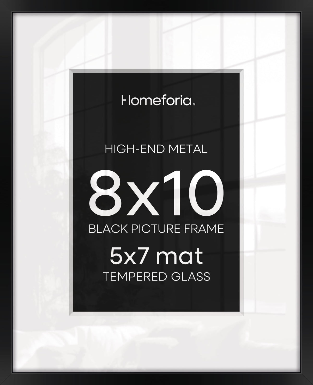 Homeforia black 8x10 frame front view showcases sleek matte finish for modern spaces.