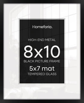 Homeforia black 8x10 frame front view showcases sleek matte finish for modern spaces.