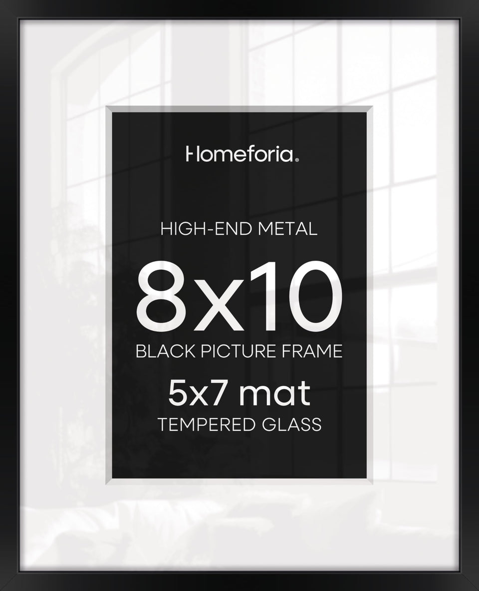 Homeforia black 8x10 frame front view showcases sleek matte finish for modern spaces.