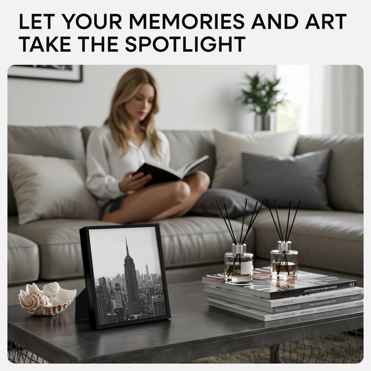 Homeforia 8x10 side profile highlights slim profile ideal for wall mounting.