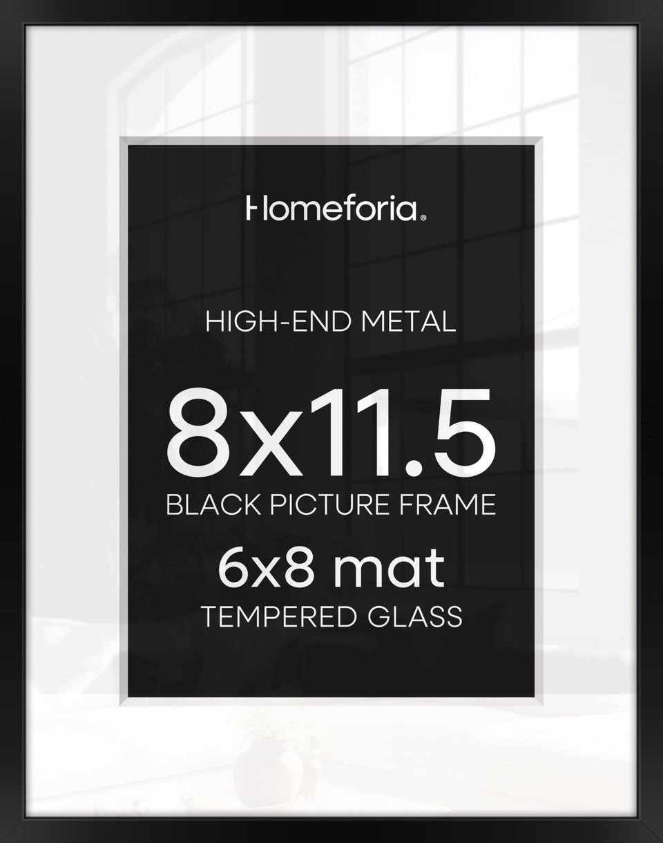 Homeforia black 8.5x11 frame front view for wall or table display