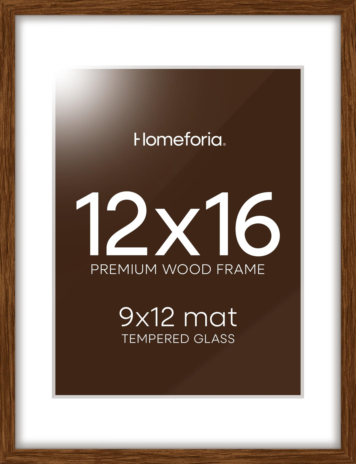 Homeforia 12x16 frame in brown oak closeup shows rich wood grain for premium display.