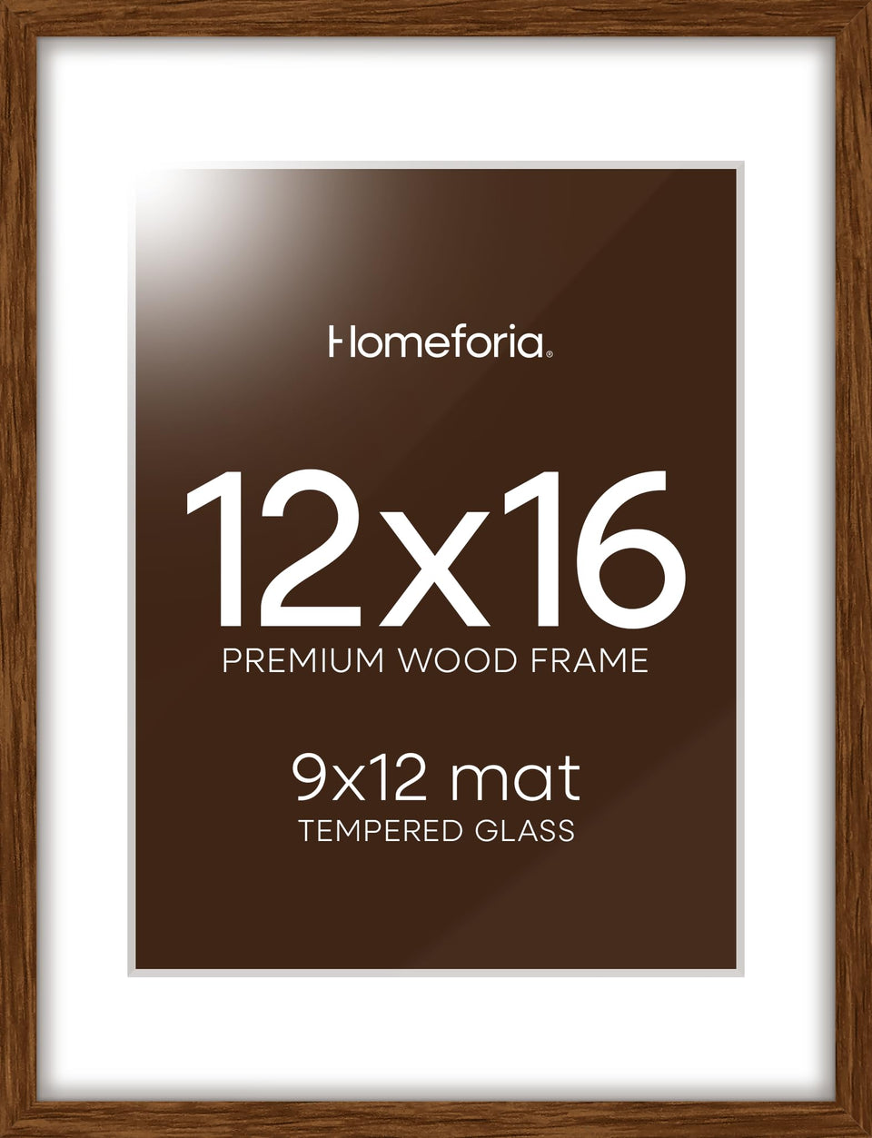 Homeforia 12x16 frame in brown oak closeup shows rich wood grain for premium display.