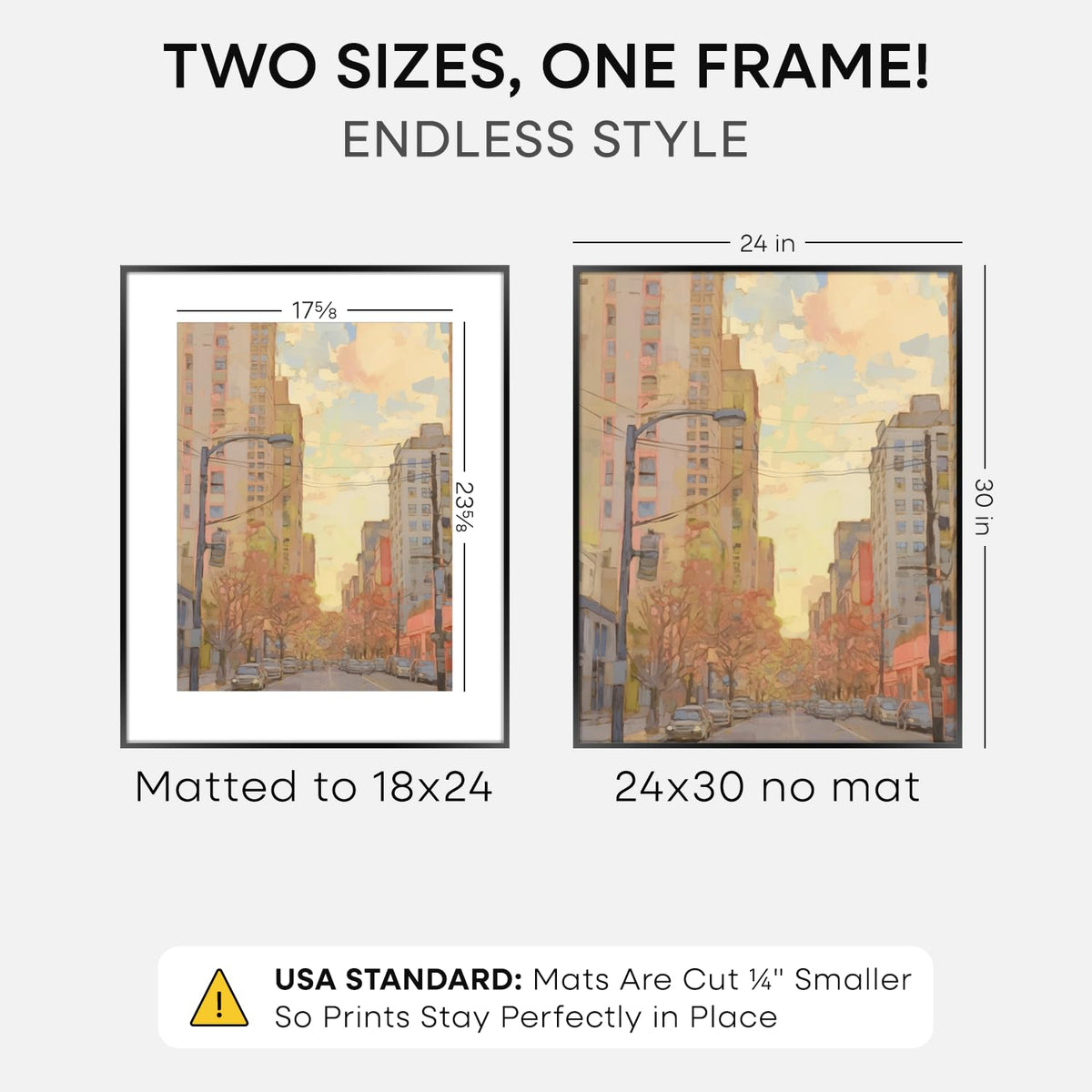 Homeforia frame with mat displays an 18x24 print with negative space.