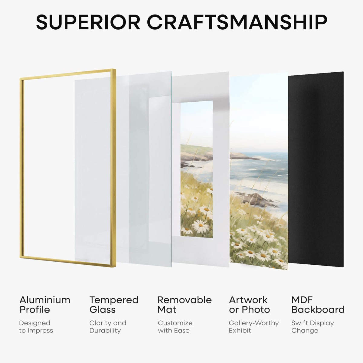 Homeforia gold frame complements art and photos with timeless style
