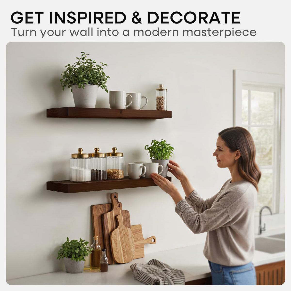Sturdy bracket design supports heavier items on Homeforia shelves.