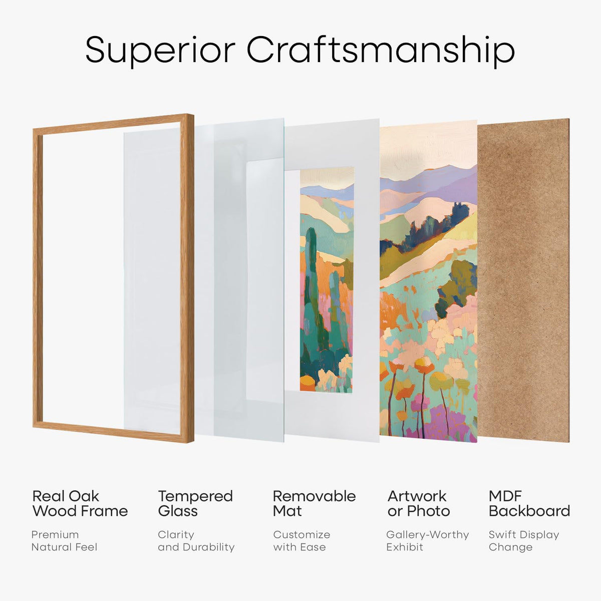 Homeforia matte finish frames artful attention to detail.